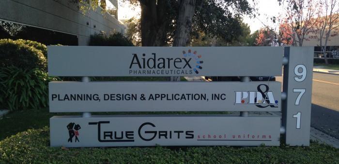 Aidarex Pharmaceuticals monument sign