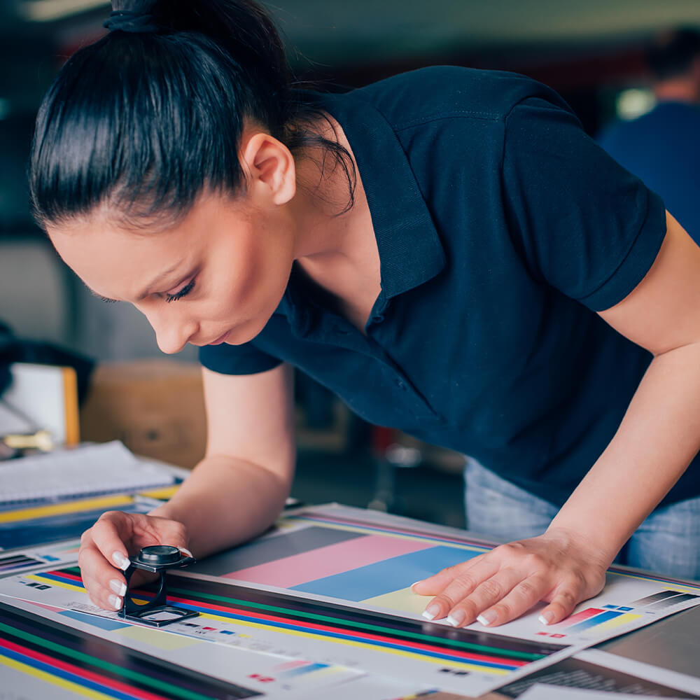 woman checking color